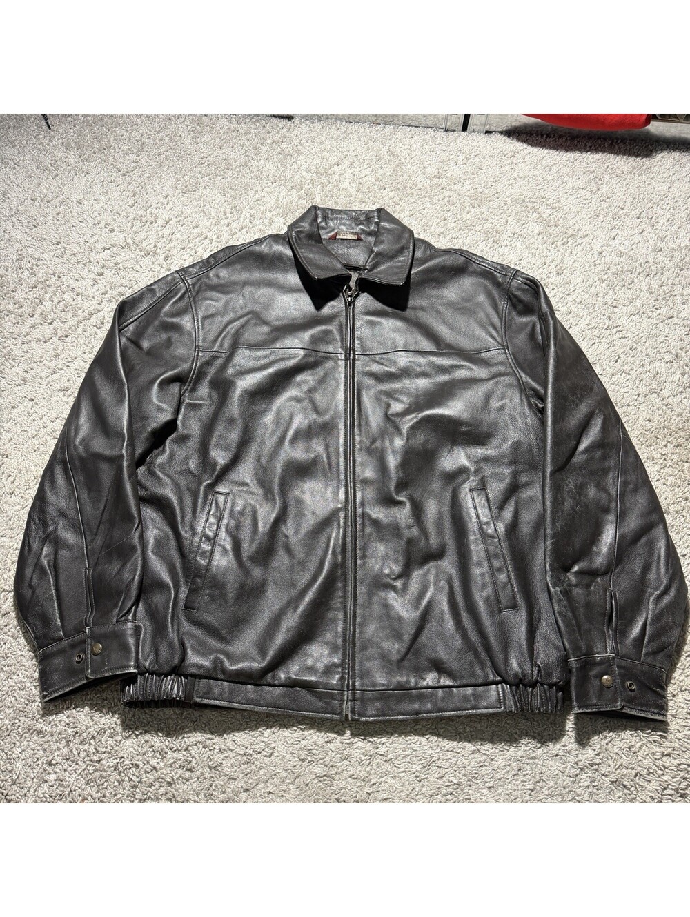 Vintage 90s LA Leather California Bomber Jacket Mens Black Moto Aviator XL Tall